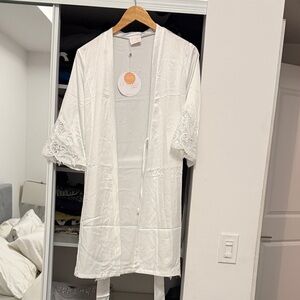 White Lace Trim Robe